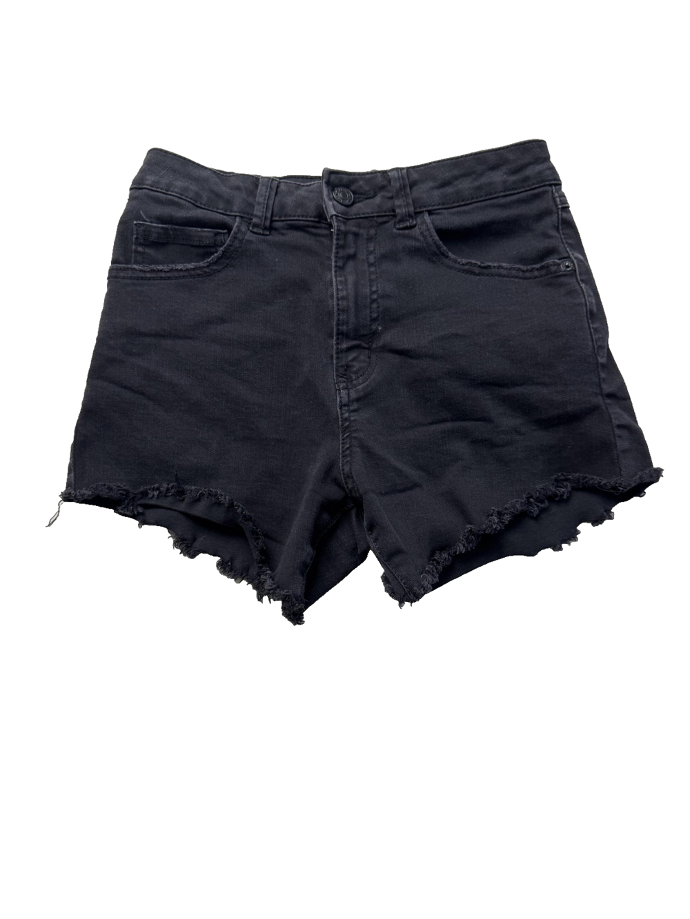 Rewash Shorts Womens 3 Black Super High Rise Frayed Hem Eco Peace Love Denim